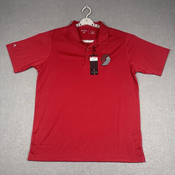 Portland Trail Blazers Polo Shirt Mens Large Red Antigua Tribute Embroidered NEW - Picture 1 of 11
